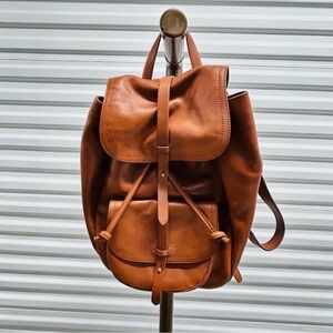 Madewell Chestnut Leather Backpack Tote Unisex Bag Vintage